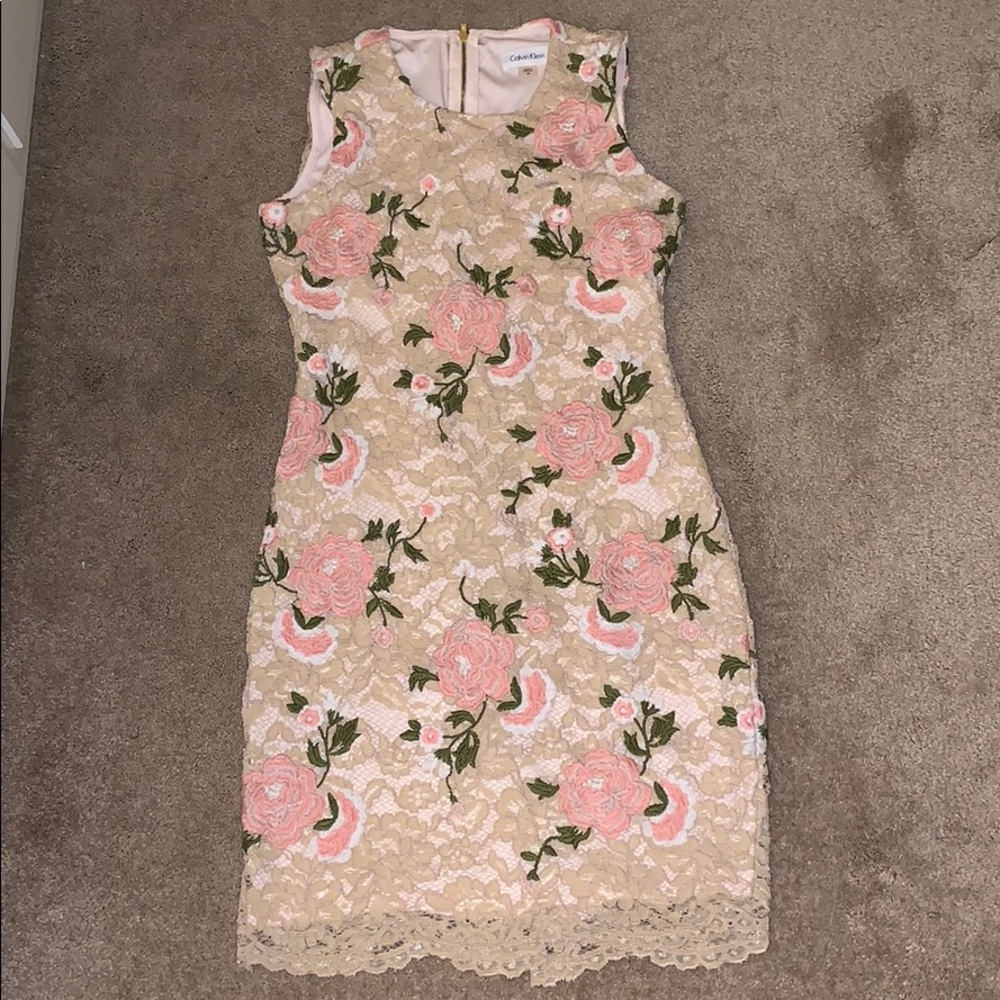 Calvin Klein lace overlay semi-formal dress